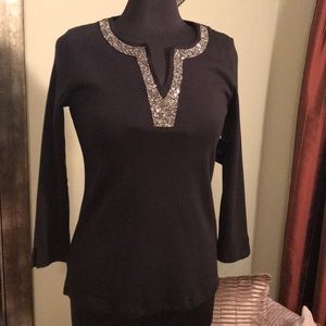 Rafaella Dressy Top, Bling Neckline, Sz Small, NWT